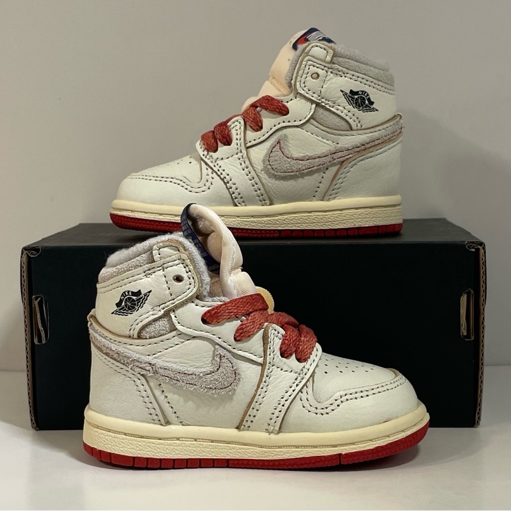 [BRAND NEW] AIR JORDAN 1 RETRO HIGH OG RARE AIR SAIL CINNABAR TODDLER SIZE 4C - Picture 8 of 15